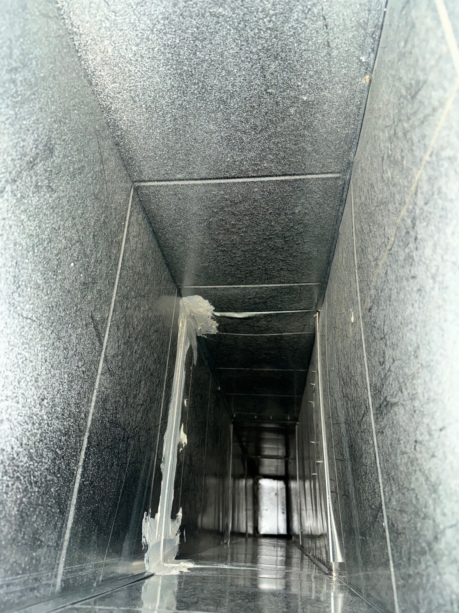 Cleaned rectangular metal duct interior